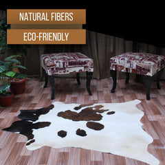 Luxurious Medium Brown & White Cowhide Rug with Hypoallergenic Suede Backing - Handcrafted Natural Hide Rug for Timeless Style and Elegance - Celestial Leather Limited