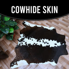 Luxurious Brown & White Cowhide Rug - Handcrafted Natural Hide, Hypoallergenic, Non-Slip Backing, Unique Animal Pattern, Durable - Versatile - Celestial Leather Limited