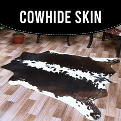Luxurious Brown & White Cowhide Rug - Handcrafted Natural Hide, Hypoallergenic, Non-Slip Backing, Unique Animal Pattern, Durable - Versatile - Celestial Leather Limited