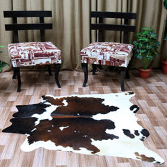 Luxurious Medium Cowhide Rug - Classic Brown and White Hair Rug for Bedroom/Living Room with Hypoallergenic Properties and Handcrafted - Celestial Leather Limited