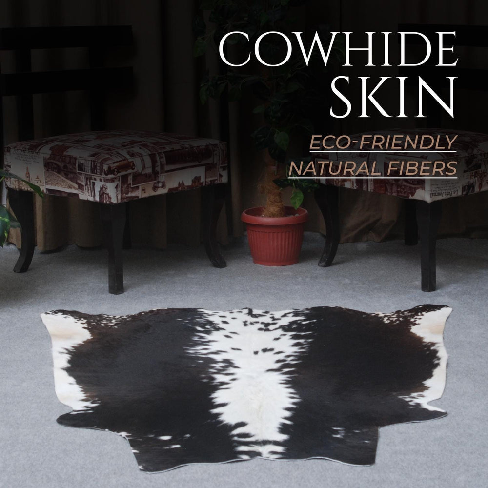 Luxurious Medium Cowhide Rug - Classic Brown & White - Handcrafted, Hypoallergenic, Durable, Unique Animal Pattern - Perfect for Living Room - Celestial Leather Limited