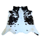 Luxurious Dark Brown & White Cowhide Rug - Small Animal Print, Hypoallergenic, Non-Slip Suede Back, Handcrafted - Durable