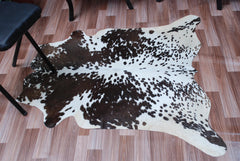 Luxurious Dark Brown & White Cowhide Rug - Small Animal Print Area Rug - Celestial Leather Limited