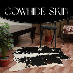 Luxurious Medium Black and White Cowhide Rug - Hypoallergenic, Handcrafted, and Durable for Modern Home Decor - Celestial Leather Limited