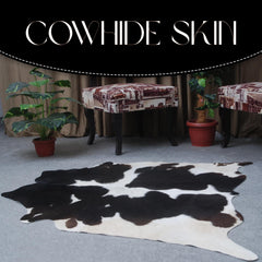 Luxurious Dark Brown & White Cowhide Rug - Hypoallergenic, Handcrafted, Unique Beauty - Durable Medium Cow Skin Rug for Modern Home Decor - Celestial Leather Limited