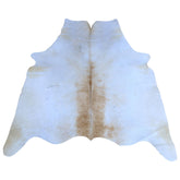 Luxurious Medium Brown and White Cowhide Rug - Hypoallergenic, Non-Slip Backing, Handcrafted, Unique Markings - Perfect for Bedroom/Living - Celestial Leather Limited