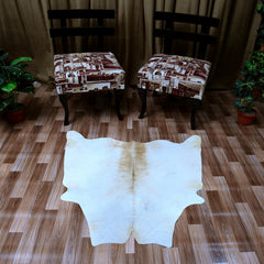 Luxurious Medium Brown and White Cowhide Rug - Hypoallergenic, Non-Slip Backing, Handcrafted, Unique Markings - Perfect for Bedroom/Living - Celestial Leather Limited