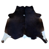 Luxury Dark Brown & White Cowhide Rug - Hypoallergenic, Handcrafted, Durable, One-of-a-Kind Medium Cow Skin Rug for Modern Home Decor - Celestial Leather Limited