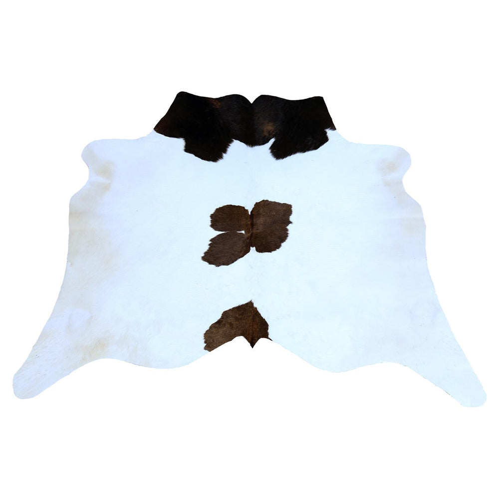 Luxury Dark Brown & White Cowhide Rug - Medium Size Hypoallergenic Area Rug with Unique Natural Beauty for Rustic Charm - Celestial Leather Limited