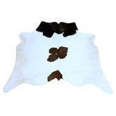Luxury Dark Brown & White Cowhide Rug - Medium Size Hypoallergenic Area Rug with Unique Natural Beauty for Rustic Charm - Celestial Leather Limited
