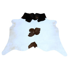 Luxury Dark Brown & White Cowhide Rug - Medium Size Hypoallergenic Area Rug with Unique Natural Beauty for Rustic Charm - Celestial Leather Limited