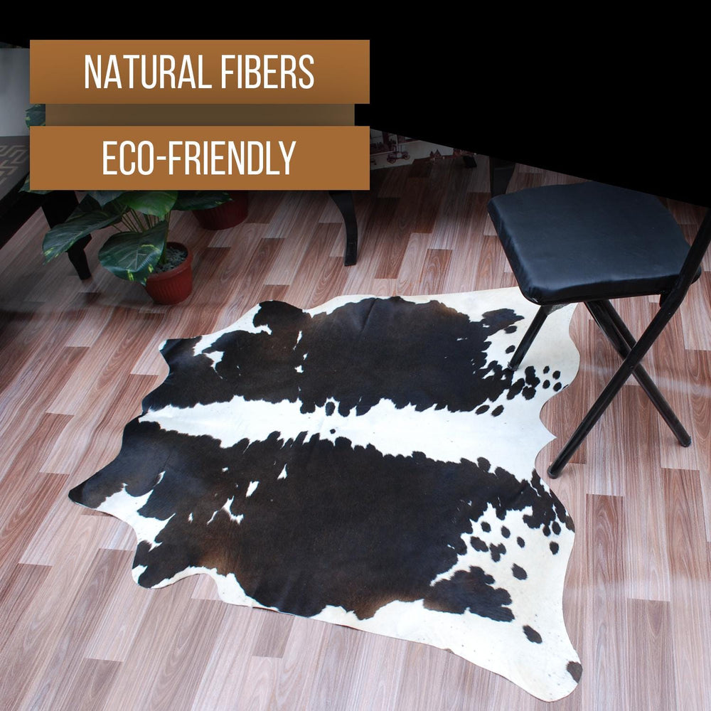 Luxurious Natural Dark Brown & White Cowhide Rug Small Area Animal Print Non Slippery Suede Back Non Shedding Hypoallergenic - Celestial Leather Limited