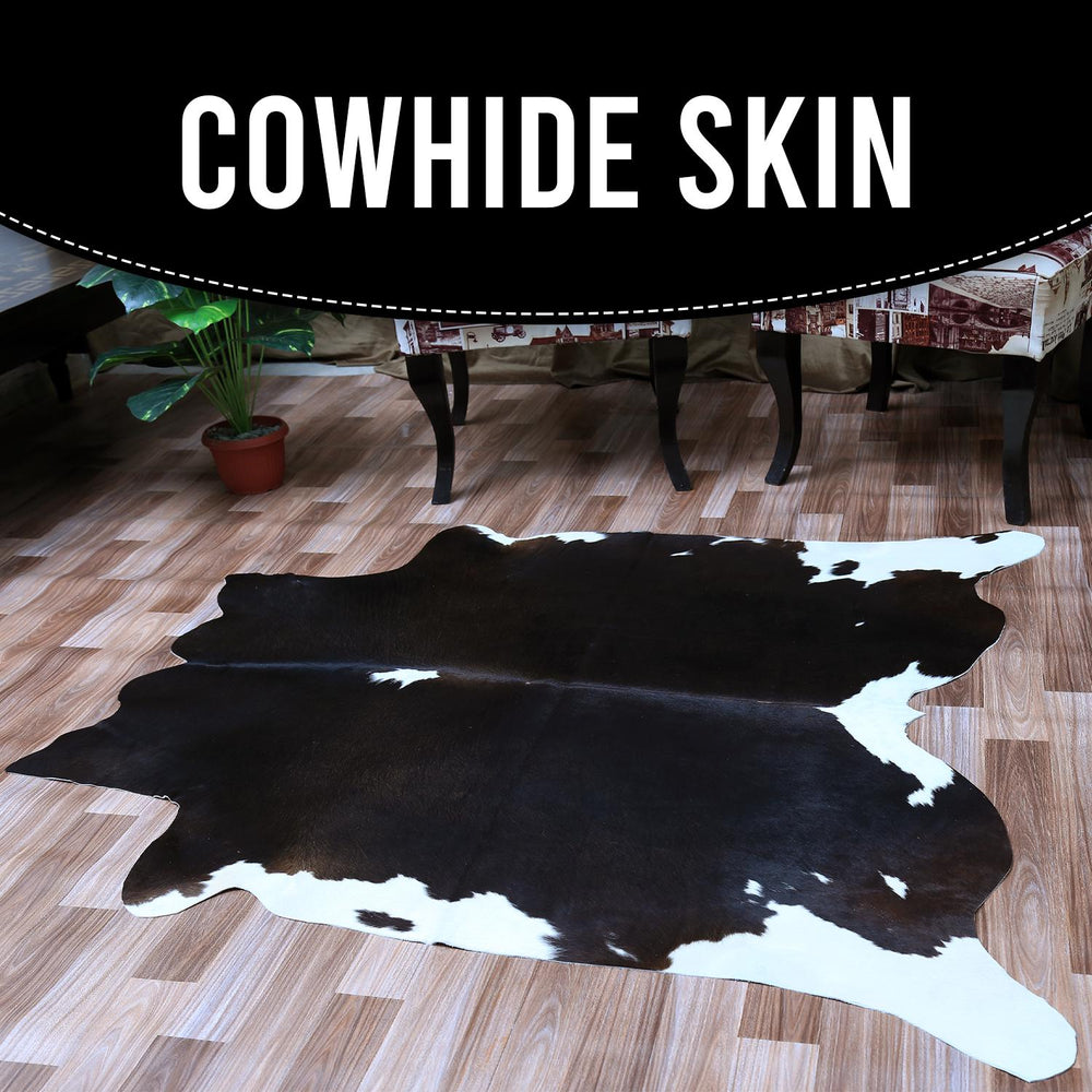 Luxury Brown and White Cowhide Rug for Elegant Home Decor - Hypoallergenic, Non-Slip, Non-Shedding - Free Shipping in UK - Top Quality - Celestial Leather Limited