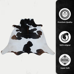 Luxurious Large Brown & White Cowhide Rug for Bedroom/Living Room Decor - Hypoallergenic, Non-slip Suede Back, Non-shedding - Free Shipping - Celestial Leather Limited