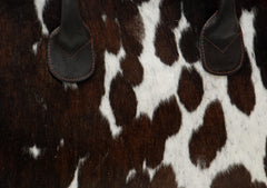 Chic Brown & White Cowhide Shoulder Bag - Handmade Leather Purse with Versatile Design - Spacious Compartments