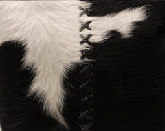 Handmade Black & White Cowhide Shoulder Bag - Stylish Hair-On Leather Purse for Women's Daily Use
