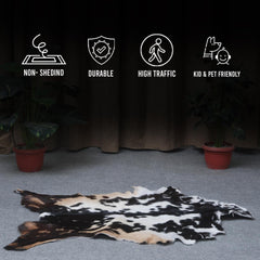 Luxurious Black White Handmade Goat Skin Rug - Unique Natural Beauty for Your Home - Celestial Leather Limited