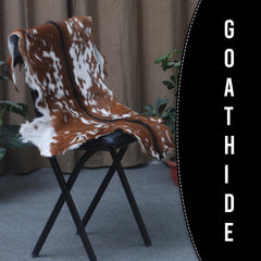 Luxurious Brown & White Goat Skin Rug - Handmade, Soft, Sustainable & Unique - Eco-Friendly Floor Rugs for Home Decor