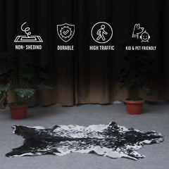 Luxurious Handmade Black & White Goat Skin Rug - Soft, Pet-Friendly, Hypoallergenic, & Eco-Friendly - Unique Statement Piece for Your Home - Celestial Leather Limited