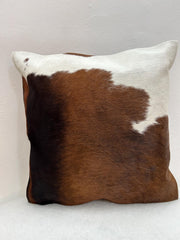 Stylish Black & White Genuine Cowhide Hair-on Leather Cushion Cover with Hidden Zipper - Eco-Friendly Rustic Home Decor - Handcrafted Design