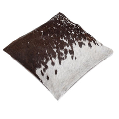 Luxurious Handmade Brown and White Cowhide Cushion Cover for Rustic Elegance and Natural Beauty - Celestial Leather Limited