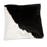 Luxurious Handmade Brown and White Cowhide Cushion Cover - Rustic Elegance for Sofa or Bed in Soft Cowhide Hair and Faux Leather