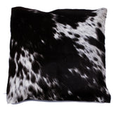 Luxurious Handmade Brown & White Cowhide Cushion Cover with Faux Leather Back