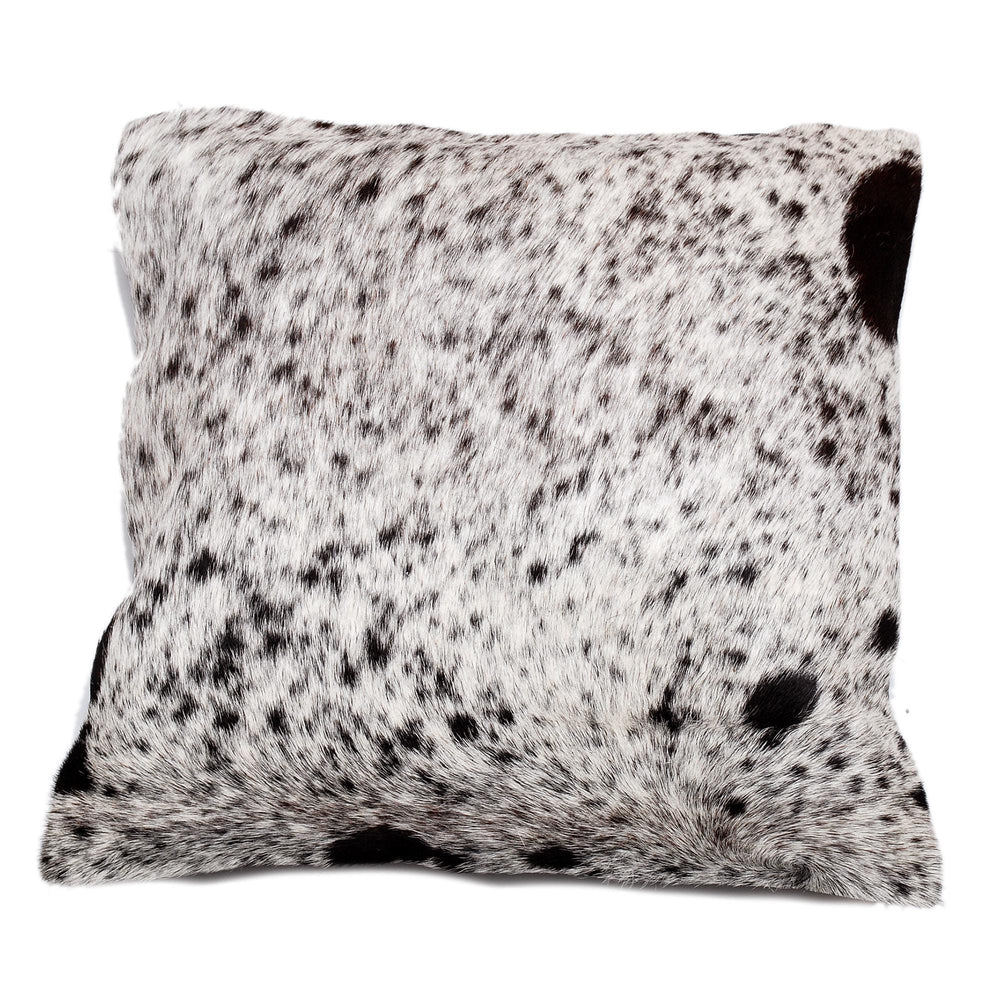 Luxurious Handmade Brown and White Cowhide Cushion Cover with Soft Faux Leather Back - Celestial Leather Limited