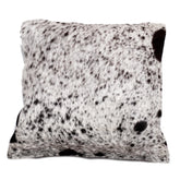Luxurious Handmade Brown and White Cowhide Cushion Cover with Soft Faux Leather Back - Celestial Leather Limited