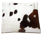 Rustic Elegance: Handcrafted Black & White Cowhide Cushion Cover with Faux Leather Back - Unique Patterns, Luxurious Comfort - Durable Build