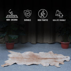 Premium Brown and White Goat Hide Rug - Natural, Handcrafted, Non-Slip Suede Back, Eco-Friendly & Sustainable - Hypoallergenic - Celestial Leather Limited