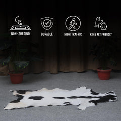 Luxury Black & White Genuine Goat Hide Rug - Premium Hair-On Goat Skin, Hypoallergenic, Non-Shedding, Eco-Friendly Décor for Modern Spaces - Celestial Leather Limited