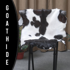 Luxury Black & White Goat Skin Rug with Non-Slip Backing - Hypoallergenic, Non-Shedding & Durable - Handmade Eco-Friendly Floor Rug - Celestial Leather Limited