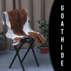 Luxurious Brown & White Goat Skin Rug - Soft, Durable, and Eco-Friendly - Handmade Pure Goat Skin Floor Rug - Non-Slip Suede Back - Celestial Leather Limited