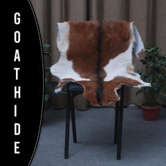 Luxurious Brown & White Goat Skin Rug - Soft, Durable, and Eco-Friendly - Handmade Pure Goat Skin Floor Rug - Non-Slip Suede Back - Celestial Leather Limited