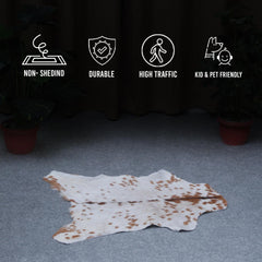 Luxurious Brown and White Goat Hide Rug - Hypoallergenic, Non-Shedding, Eco-Friendly Rug with Non-Slip Backing for Stylish Home Décor - Celestial Leather Limited