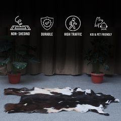 Luxury Black & White Genuine Goat Hide Rug | Premium Hair-On Skin Rug with Non-Slip Suede Back | Eco-Friendly - Sustainable - Celestial Leather Limited