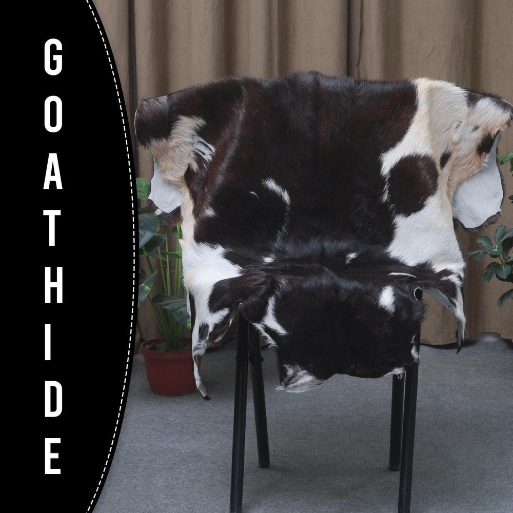 Luxury Black & White Genuine Goat Hide Rug | Premium Hair-On Skin Rug with Non-Slip Suede Back | Eco-Friendly - Sustainable - Celestial Leather Limited