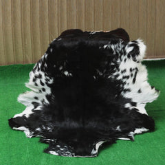 Luxury Black & White Goatskin Rug - Modern Décor, Soft - Pet-Friendly, Unique Natural Hair on Leather, Eco-Friendly Wall Art