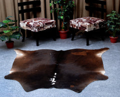 Luxurious XL Dark Brown Cowhide Rug with Hypoallergenic & Non-Slip Back - Hand selected Premium Hide for Elegant Décor - Celestial Leather Limited