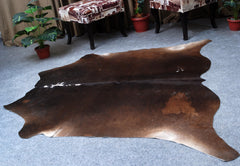 Luxurious XL Dark Brown Cowhide Rug with Hypoallergenic & Non-Slip Back - Hand selected Premium Hide for Elegant Décor - Celestial Leather Limited