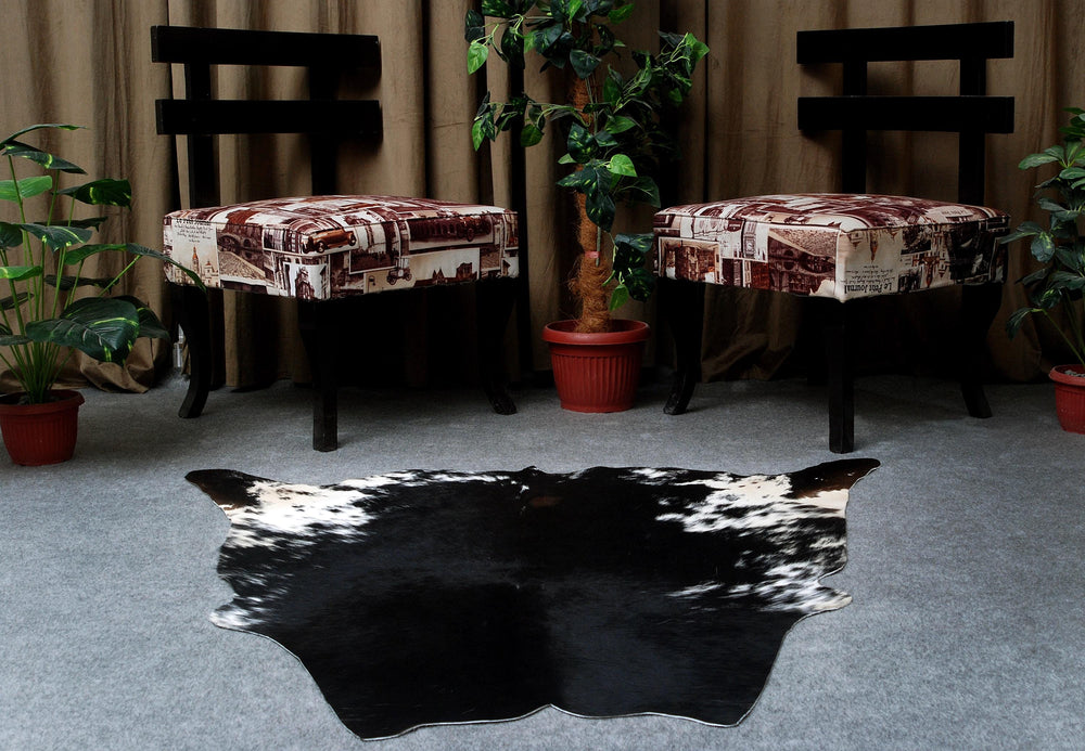 Luxury Dark Brown Cowhide Rug - Handcrafted Hypoallergenic Rug with Natural Dark Brown Hair for Bedroom/Living Room - Medium Size (16-20 sq - Celestial Leather Limited