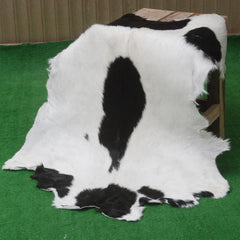 Luxury Black & White Goat Skin Rug - Modern Chic Decor, Natural Softness, Hypoallergenic, Eco-Friendly, Unique Pattern, Non-Slip Backing - Celestial Leather Limited