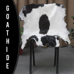 Luxury Black & White Goat Skin Rug - Modern Chic Decor, Natural Softness, Hypoallergenic, Eco-Friendly, Unique Pattern, Non-Slip Backing - Celestial Leather Limited