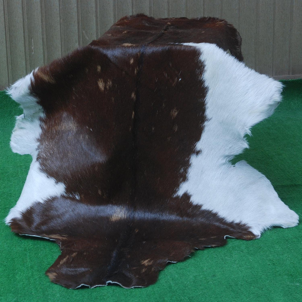 Luxurious Dark Brown & White Goat Skin Rug - Handmade Pure Goat Skin Floor Rugs for Stunning Natural Beauty & Eco-Friendly Charm - Celestial Leather Limited