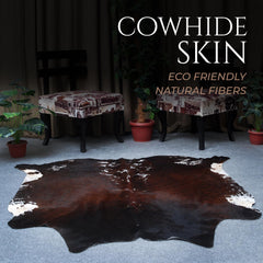 Luxurious Dark Brown & White Cowhide Rug - Hypoallergenic Brazilian Hide with Non-Slip Backing - Premium Extra Large Size - Free Shipping in