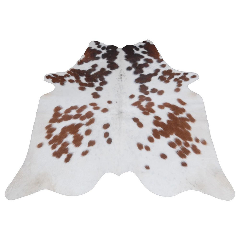Luxurious Dark Brown & White Cowhide Rug - Hypoallergenic, Non Slippery Suede Back, Large Animal Print Carpet for Lounge - Celestial Leather Limited