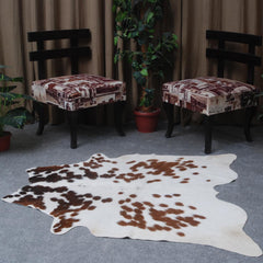 Luxurious Dark Brown & White Cowhide Rug - Hypoallergenic, Non Slippery Suede Back, Large Animal Print Carpet for Lounge - Celestial Leather Limited