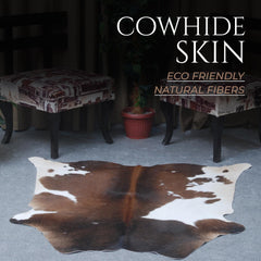 Luxurious Dark Brown & White Cowhide Rug - Hypoallergenic, Non-Slip, Non-Shedding - Hand selected Premium Hide - Free UK Shipping - Celestial Leather Limited