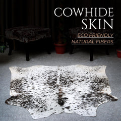 Luxurious Black & White Cowhide Rug - Hypoallergenic Medium Size with Unique Markings - Handcrafted Natural Beauty for Home Decor